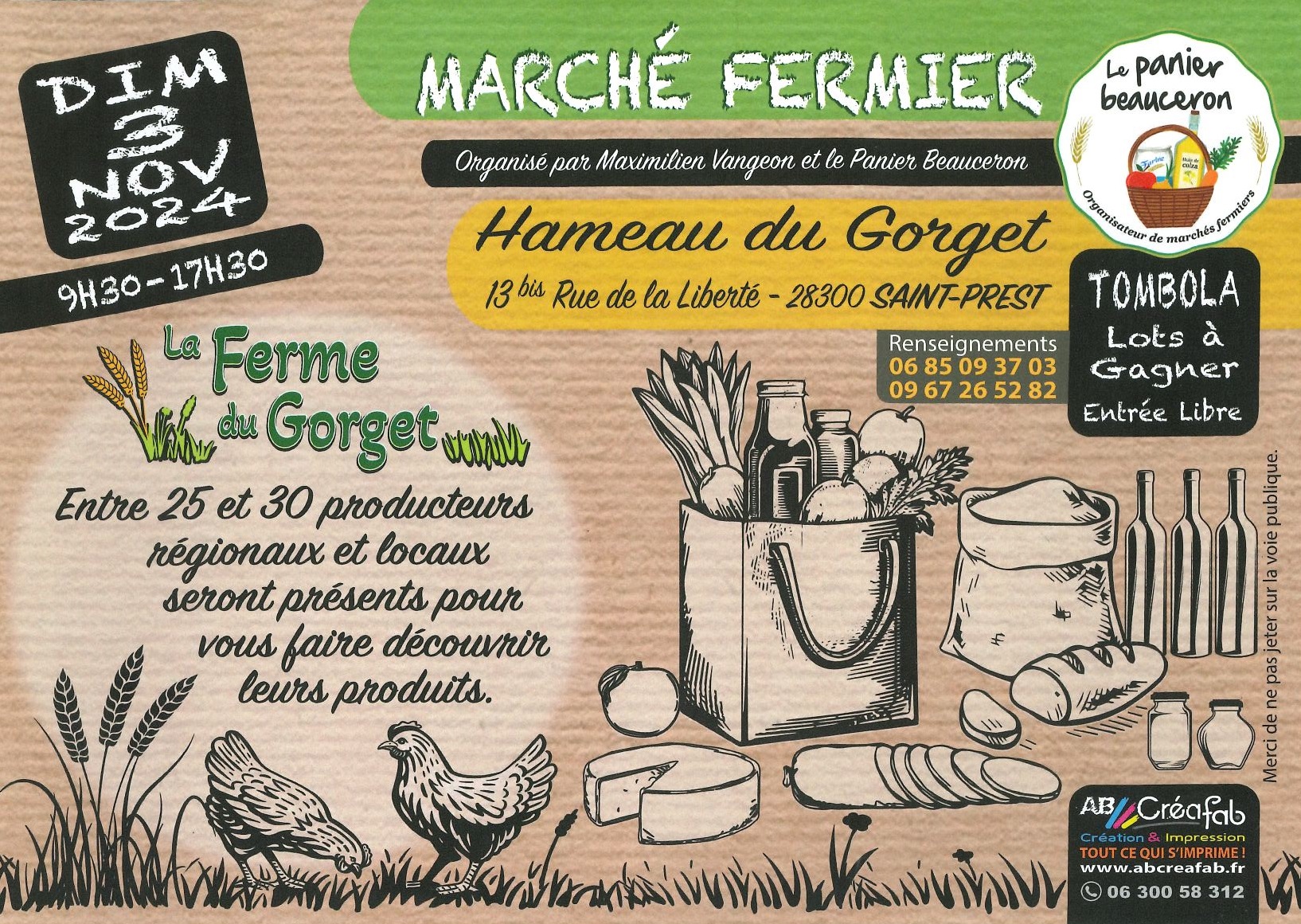 MARCHE FERMIER - DIMANCHE 3/11 - AU GORGET